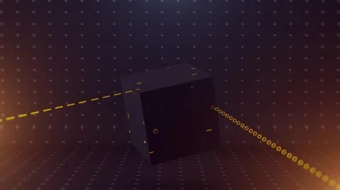 Futuristic cube black background, 3d illustration Stock Photos