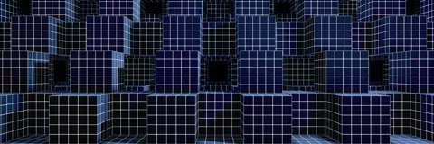 Futuristic Cube City Wireframe Abstract Technology Landscape Stock-Footage 340987127
