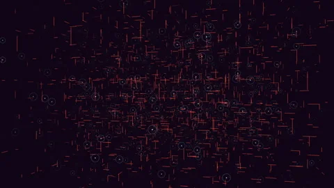Futuristic cube with neon glitters and lines on black gradient Stock Footage 242613458