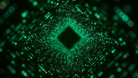 Futuristic cubic tunnel consisting of a flow of particles in cyberspace. Fu.. Stock Illustration