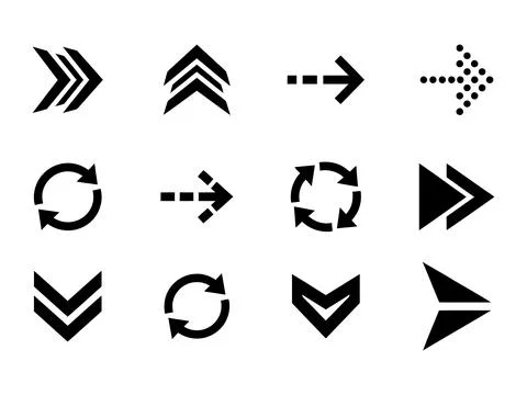 Futuristic cursor arrow icon set silhouette vector illustration for interface Stock-Illustration