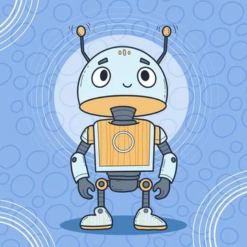 Futuristic cute Robot. Virtual Technology Assistant mascot. Vector illustra.. 库存插图