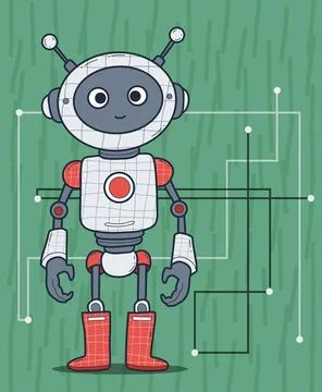 Futuristic cute Robot. Virtual Technology Assistant mascot. Vector illustra.. Stock Illustration