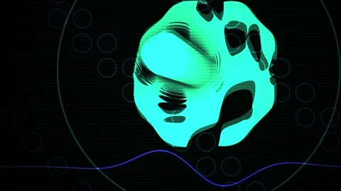 Futuristic Cyan 3d Geometric Shapes and Glowing Outlines in Dark Digital En.. Stock Footage 343698808