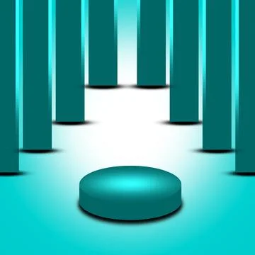 Futuristic Cyan 3D Stage with Floating Columns Illustrazione stock