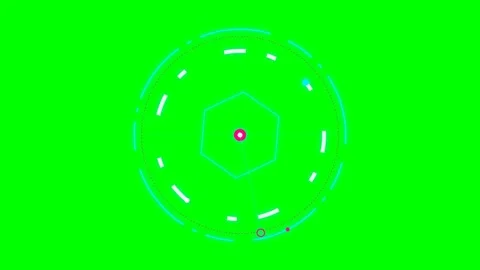 Futuristic cyan and white circular digital interface on green background Stock Footage 340265988