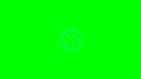 Futuristic cyan circular hud interface element on a solid green background Stock Footage 340903118