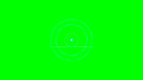Futuristic cyan circular interface element on a solid green screen background Stock Footage 340903259