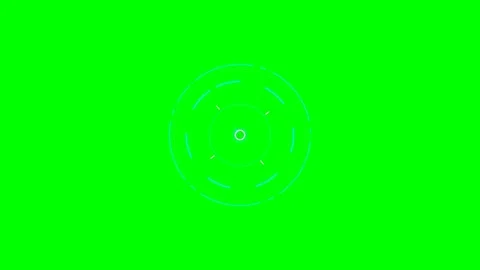 Futuristic cyan circular interface element on a vibrant green screen backgrou Video stock 340904928