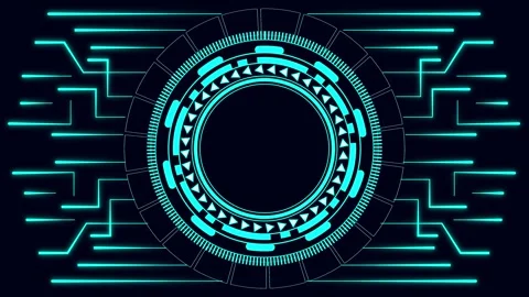 Futuristic cyan circular interface with geometric patterns. Advanced futuri.. Stock Footage 338240371