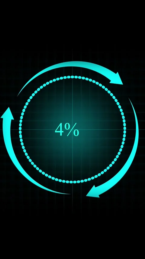 Futuristic Cyan Circular Progress Indicator with 2% Display loading circle .. Stock Footage 344859168