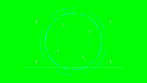 Futuristic cyan circular user interface target element on green screen back.. Stock Footage 340904290