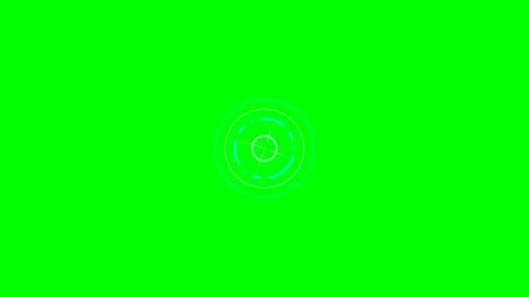 Futuristic cyan digital circle target interface on a solid green background Stock Footage 340267460