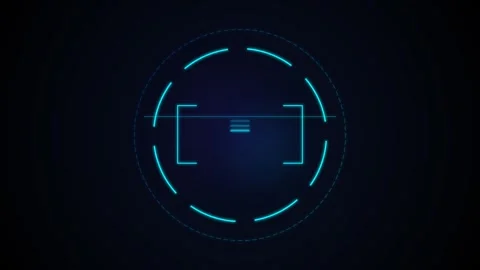 Futuristic cyan digital hud targeting interface grid Stock Footage 346506707