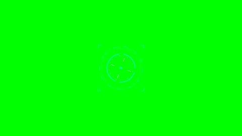 Futuristic cyan digital target interface graphic on a bright green background Stock Footage 340266489