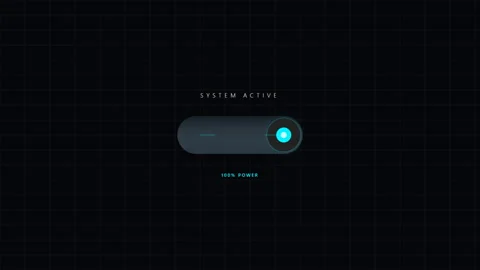 Futuristic Cyan Digital Toggle Switch Moving in HUD Interface Background with Stock Footage 348707389