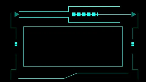 Futuristic Cyan HUD Interface Frame with Geometric Shapes and animated Blac.. Stock Footage 337363368