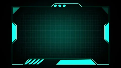 Futuristic cyan HUD interface frame with grid and lights. HUD interface hea.. Stock Footage 337369450