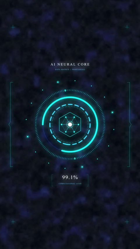 Futuristic cyan hud interface loop, digital circle radar, display tech scan.. Stock Footage 348334556