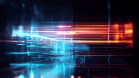 Futuristic Cyan Orange Light Streaks Background Stock Footage 328293871