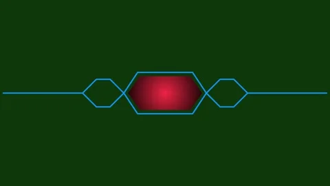 Futuristic cyan polygon border animation - abstract hud symmetrical frame Stock Footage 340841780