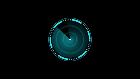 Futuristic cyan radar screen animation with scanning pulse wave and rotatin.. Stock Footage 339985521