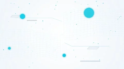 Futuristic cyan tech interface with floating circles on white background mo.. Stock Footage 341907918