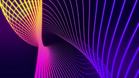 Futuristic cyber abstract glowing background looped animation. Wavy neon lines Stock Footage 148635443