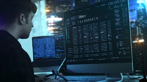Futuristic Cyber Crime Computer Hacker Stock Footage 125843115