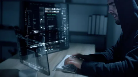 Futuristic Cyber Crime Computer Hacker Stock Footage 239227493