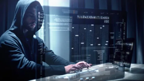 Futuristic Cyber Crime Computer Hacker Vidéo 245779498