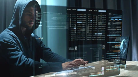 Futuristic Cyber Crime Computer Hacker Stock Footage 281171306