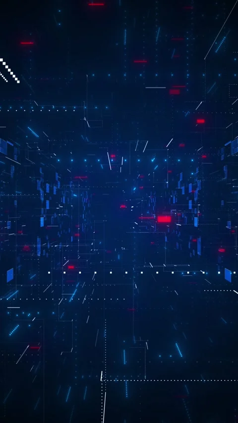 Futuristic cyber data space background glowing panels, digital depth, and neon m Stock Footage 340477766