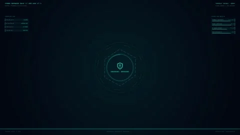 Futuristic Cyber Defense Grid Interface Display Stock Footage 347627771