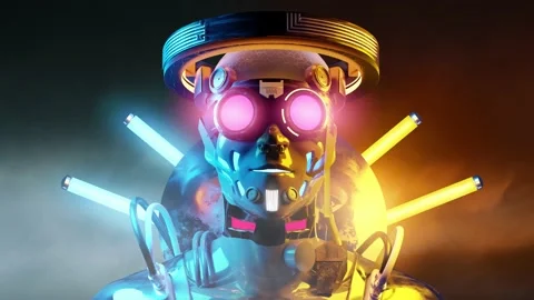 Futuristic Cyber Human Mixed With Technology Stockbeeldmateriaal 234536399