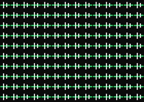 Futuristic Cyber Matrix Seamless Pattern with Glowing Neon Green Bars Stock Illustration