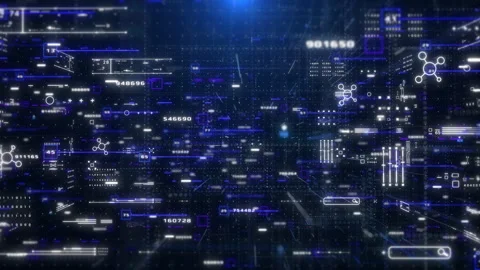 Futuristic Cyber Security Data Protection Interface with Digital Analytics Stock Footage 317014241