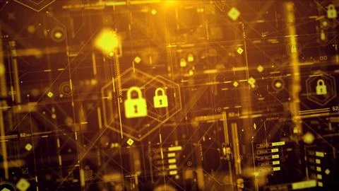 Futuristic Cyber Security HUD Interface with Digital Lock System 스톡 일러스트