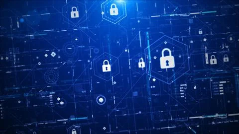 Futuristic Cyber Security HUD Interface with Digital Lock System 스톡 일러스트