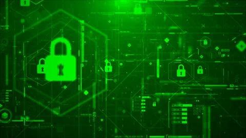 Futuristic Cyber Security HUD Interface with Digital Lock System イラスト素材