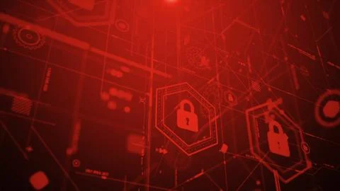 Futuristic Cyber Security HUD Interface with Digital Lock System 스톡 일러스트