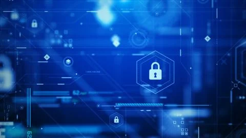 Futuristic Cyber Security HUD Interface with Digital Lock System Stock Illustration