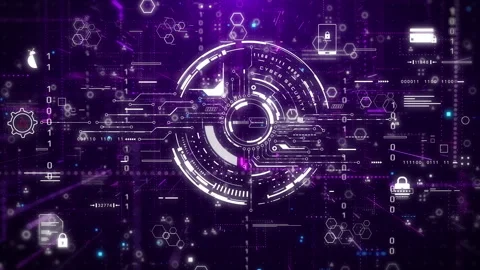 Futuristic Cyber Security Interface with Digital Data Analytics Stock Footage 317430074