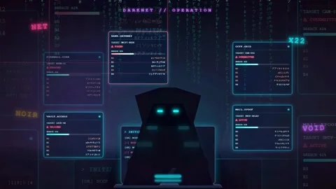 Futuristic Cyber Security Interface with Digital Data Streams and Holographic Stock Footage 341819079