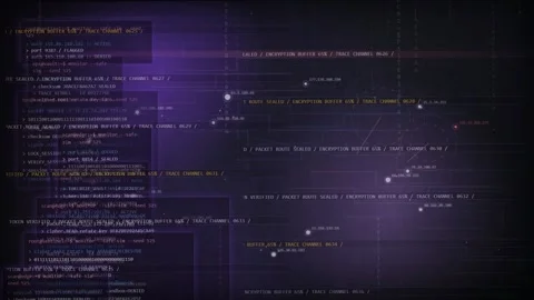 Futuristic Cyber Security Network Trace Route Interface Stock Footage 335363671