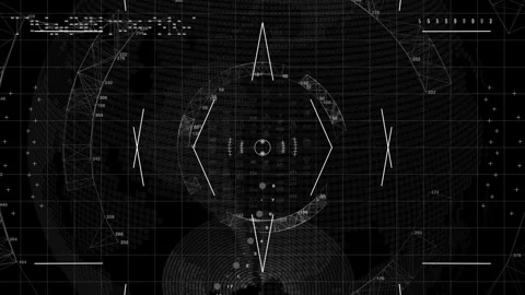 Futuristic Cyber Security Targeting Scope Interface Surveillance Display Video stock 345636094