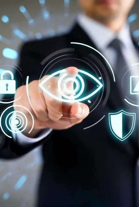 Futuristic cyber security technology concept footage of man in suit touchin.. Stock Footage 320591721