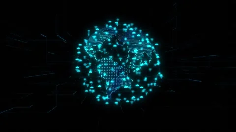 Futuristic Cyber Space Globe Background. Digital Technology Globe Map Concept Stock Footage 278281902