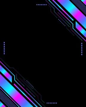 Futuristic cyber technology frame with neon blue and purple gradients and d.. Stock Illustration
