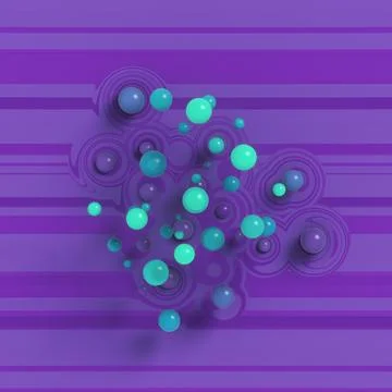 Futuristic Cyberpunk 3D Abstract Background with Neon Spheres Stock Illustration